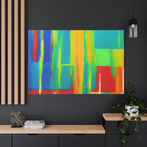 Abstract Rainbow Blocks Matte Canvas Print