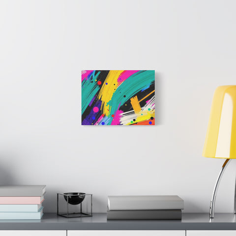 Abstract Neon Brushstroke Canvas Print — Colorful Modern Wall Art
