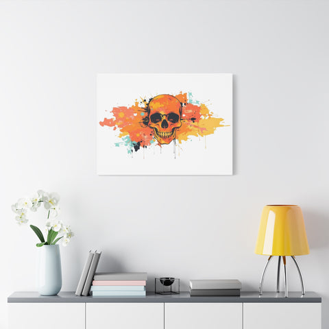 Skull Art Canvas Print – Vibrant Paint-Splash Skull Wall Decor