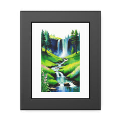 Waterfall Framed Art Print — Serene Landscape Poster for Home Decor