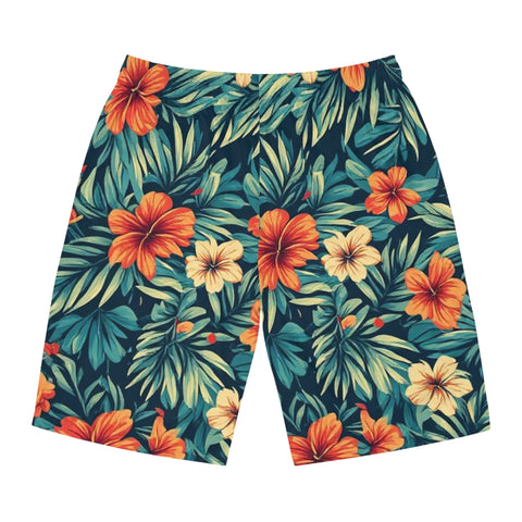 Tropical Hibiscus Board Shorts — Men's Floral Swim Trunks