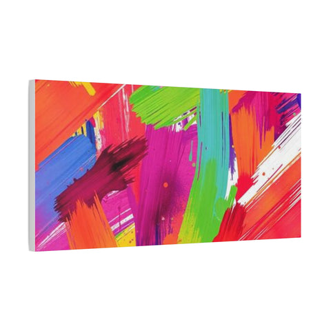 Abstract Rainbow Brushstrokes Matte Canvas Wall Art — Vibrant Stretched 1.25"