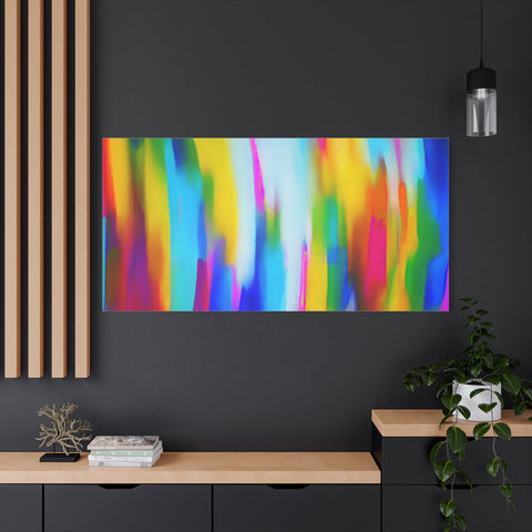 Abstract Rainbow Waves Matte Canvas Print — Vibrant Colorful Wall Art