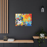 Abstract Splash Colorful Matte Canvas Wall Art – Vibrant Modern Stretched Print