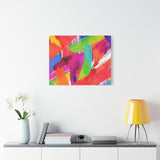 Abstract Rainbow Brushstrokes Matte Canvas Wall Art — Vibrant Stretched 1.25"