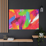 Abstract Rainbow Brushstrokes Matte Canvas Wall Art — Vibrant Stretched 1.25"
