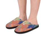 Abstract Brushstroke Women's Indoor Slippers — Colorful Cozy House Shoes