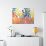 Abstract Colorful Brushstroke Matte Canvas Wall Art – Vibrant Orange & Green Stretched Print