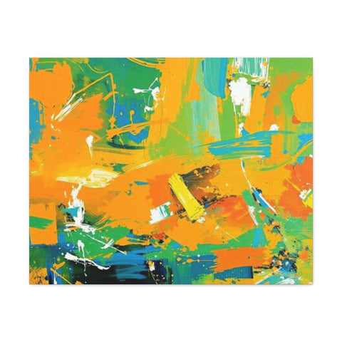 Abstract Orange & Green Canvas Art — Vibrant Modern Wall Decor