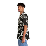 Black & White Tropical Hawaiian Shirt — Men's Floral AOP Button-Up