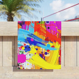 Abstract Neon Paint Brushstroke Beach Towel — Vibrant Color Splash Summer Towel