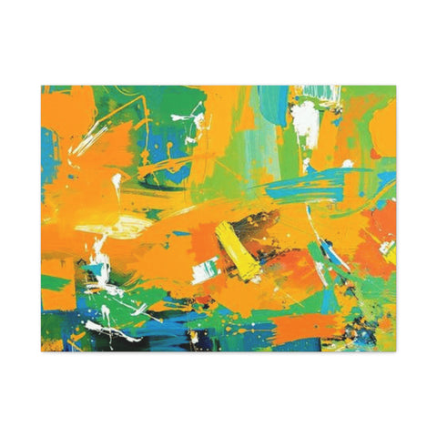 Abstract Orange & Green Canvas Art — Vibrant Modern Wall Decor