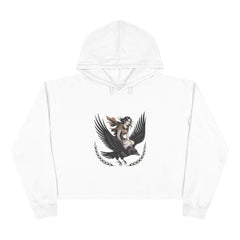 Angel Rider Crop Hoodie — Gothic Winged Angel Graphic Crop Sweatshirt