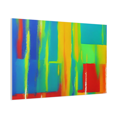 Abstract Rainbow Blocks Matte Canvas Print