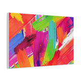 Abstract Rainbow Brushstrokes Matte Canvas Wall Art — Vibrant Stretched 1.25"