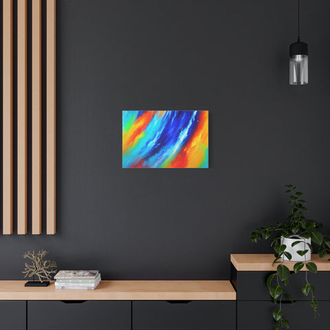 Abstract Rainbow Wave Matte Canvas Print — Vibrant Stretched Wall Art