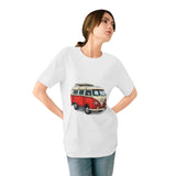 Vintage VW Camper T-Shirt — Retro Red Van Surfboard Graphic
