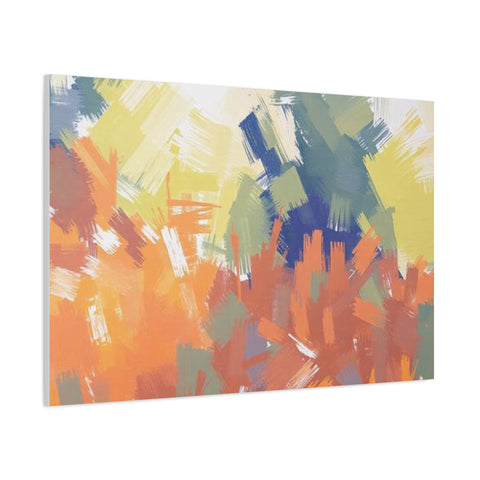 Abstract Colorful Brushstroke Matte Canvas Wall Art – Vibrant Orange & Green Stretched Print