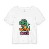 Roar Means Hello Dino Baby Tee – Cute Toddler Dinosaur Shirt