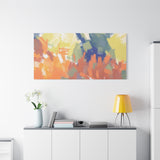 Abstract Colorful Brushstroke Matte Canvas Wall Art – Vibrant Orange & Green Stretched Print