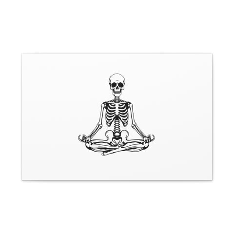 Yoga Skeleton Canvas Print — Meditating Skeleton Wall Art, Minimalist Gothic Home Decor