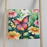 Butterfly Garden Hand Towel — Floral Spring Decorative Kitchen or Bath Towel