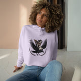 Angel Rider Crop Hoodie — Gothic Winged Angel Graphic Crop Sweatshirt
