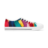 Abstract Rainbow Brushstroke Low Top Sneakers — Colorful Women's Canvas Shoes