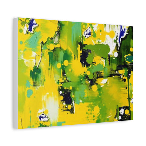 Abstract Green & Yellow Matte Canvas Print – Vibrant Modern Wall Art