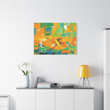 Abstract Orange & Green Canvas Art — Vibrant Modern Wall Decor