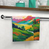 Face Towel — Colorful Sunrise Landscape Cotton Face Towel