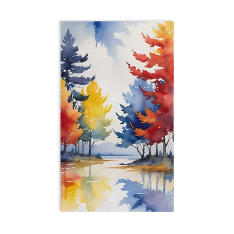 Autumn Watercolor Trees Hand Towel