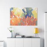 Abstract Colorful Brushstroke Matte Canvas Wall Art – Vibrant Orange & Green Stretched Print
