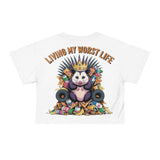 Living My Worst Life Crop Tee — Funny Panda Throne Graphic