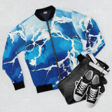 Blue Ocean Wave Bomber Jacket