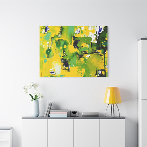 Abstract Green & Yellow Matte Canvas Print – Vibrant Modern Wall Art