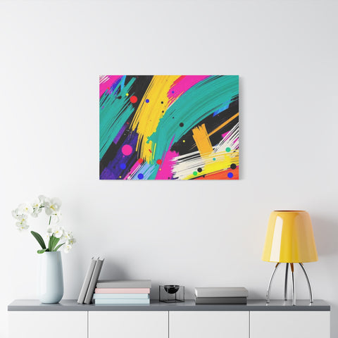 Abstract Neon Brushstroke Canvas Print — Colorful Modern Wall Art