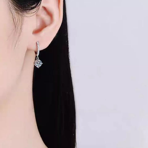 1 Carat Moissanite 925 Sterling Silver Drop Earrings