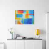 Abstract Color Field Matte Canvas Print — Vibrant Blue, Yellow & Red Stretched Wall Art