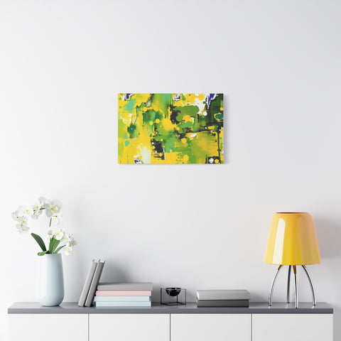 Abstract Green & Yellow Matte Canvas Print – Vibrant Modern Wall Art