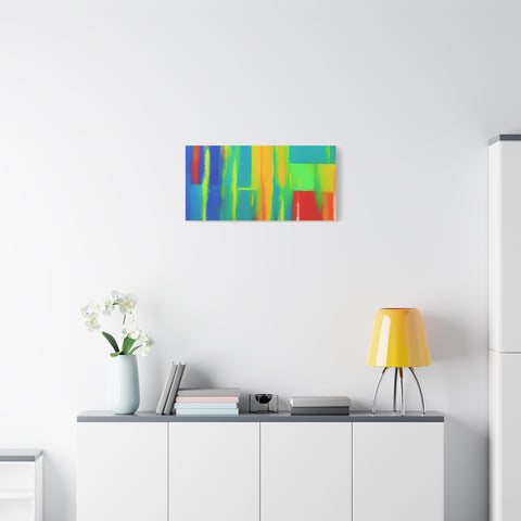 Abstract Rainbow Blocks Matte Canvas Print