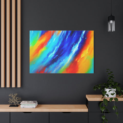 Abstract Rainbow Wave Matte Canvas Print — Vibrant Stretched Wall Art