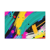 Abstract Neon Brushstroke Canvas Print — Colorful Modern Wall Art