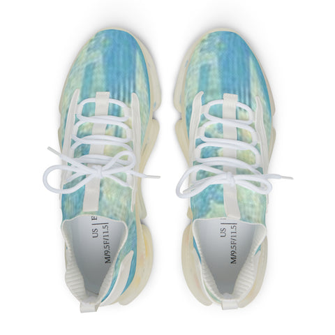 Mesh Sneakers — Aqua Tie-Dye Athletic Shoes for Men