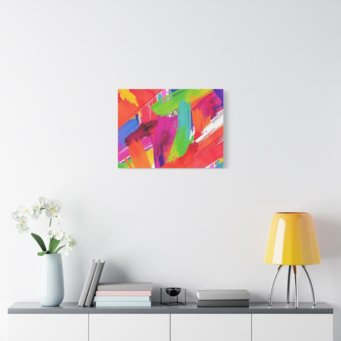 Abstract Rainbow Brushstrokes Matte Canvas Wall Art — Vibrant Stretched 1.25"