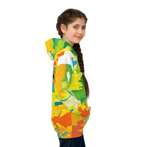 Kids Abstract Paint Splash Hoodie — Bright Colorful All-Over Print