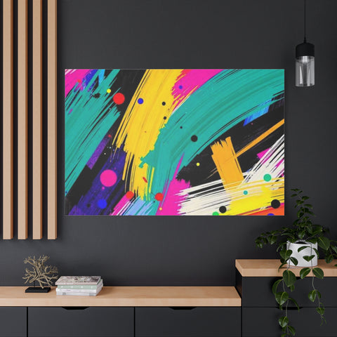 Abstract Neon Brushstroke Canvas Print — Colorful Modern Wall Art