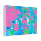 Neon Splash Abstract Canvas Print – Bright Pink & Aqua Modern Wall Art