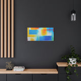 Abstract Color Field Matte Canvas Print — Vibrant Blue, Yellow & Red Stretched Wall Art