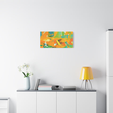 Abstract Orange & Green Canvas Art — Vibrant Modern Wall Decor